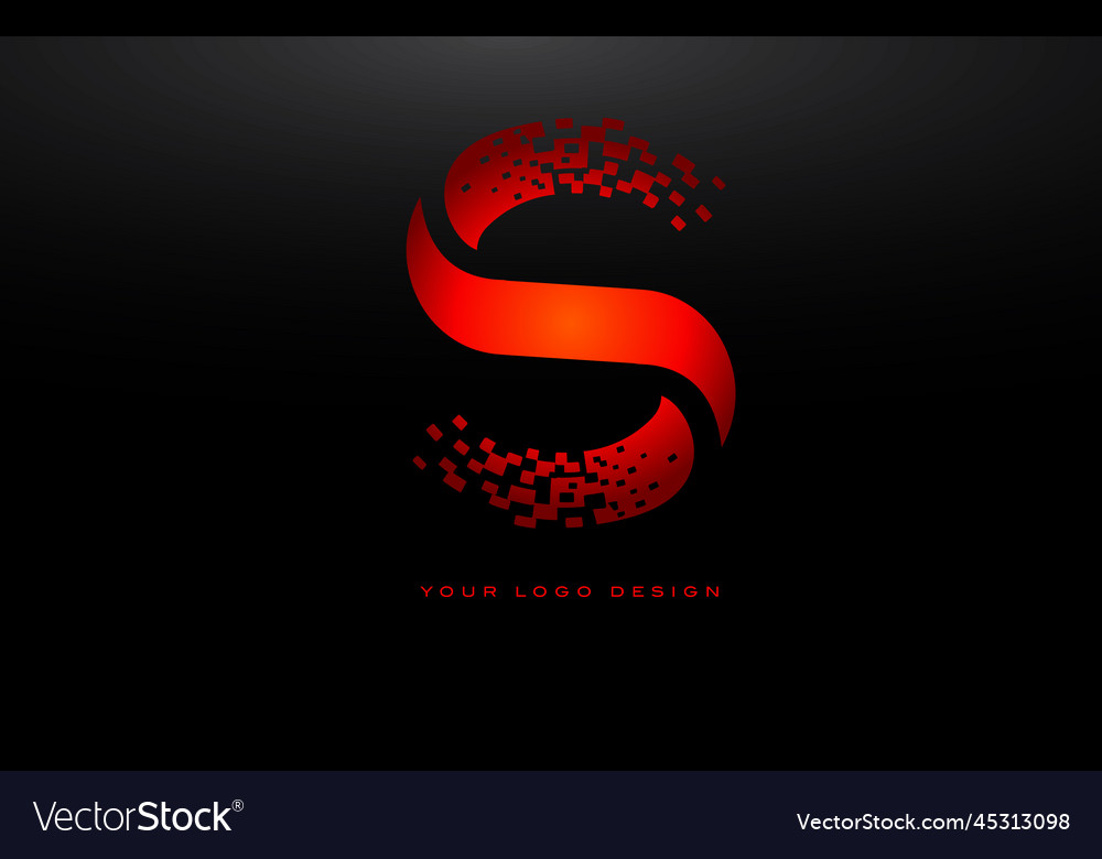 S Initial Letter Logo Design With Digital Pixels Vector Image