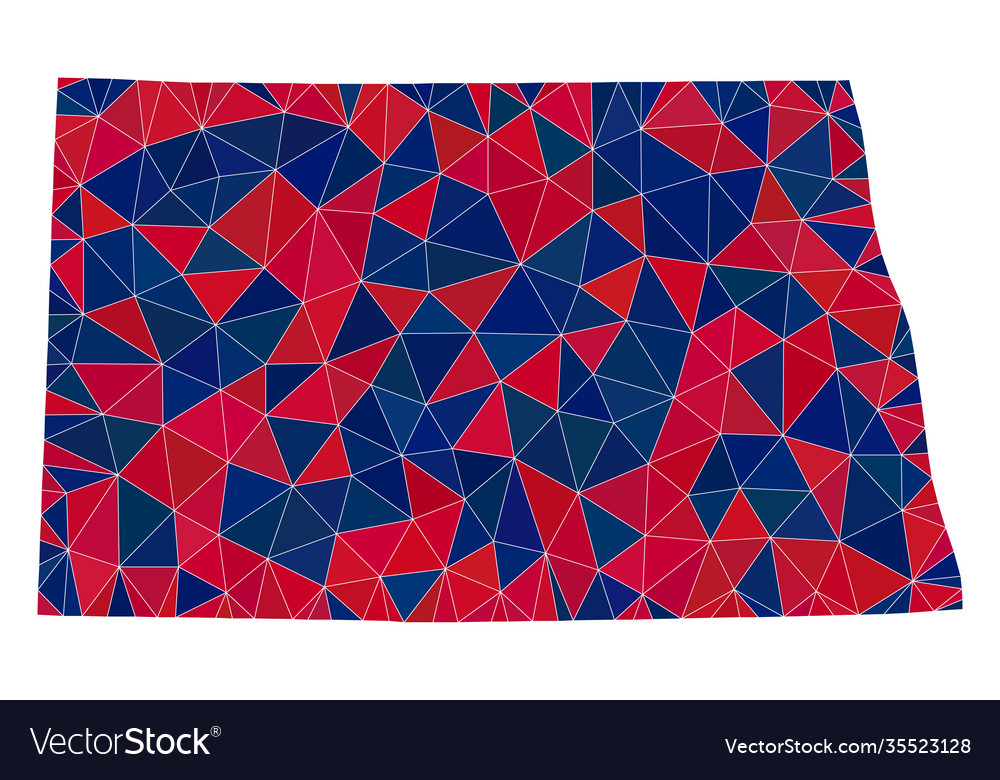 Triangle Mosaic Map North Dakota State Royalty Free Vector