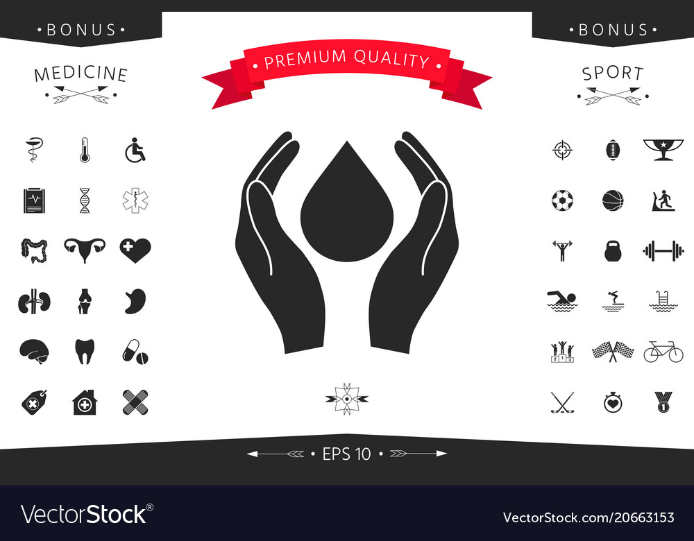 Hands Holding Drop Protection Symbol Royalty Free Vector