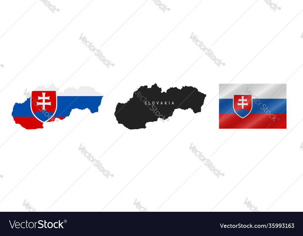 Slovakia Detailed Flag Map Detailed Silhouette Vector Image