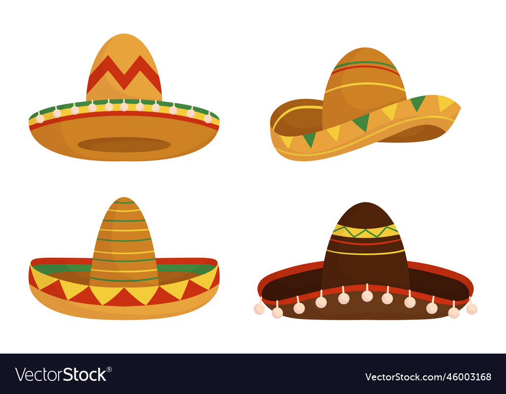 Cinco De Mayo Mexican Hat Isolated Coloring Page Vector