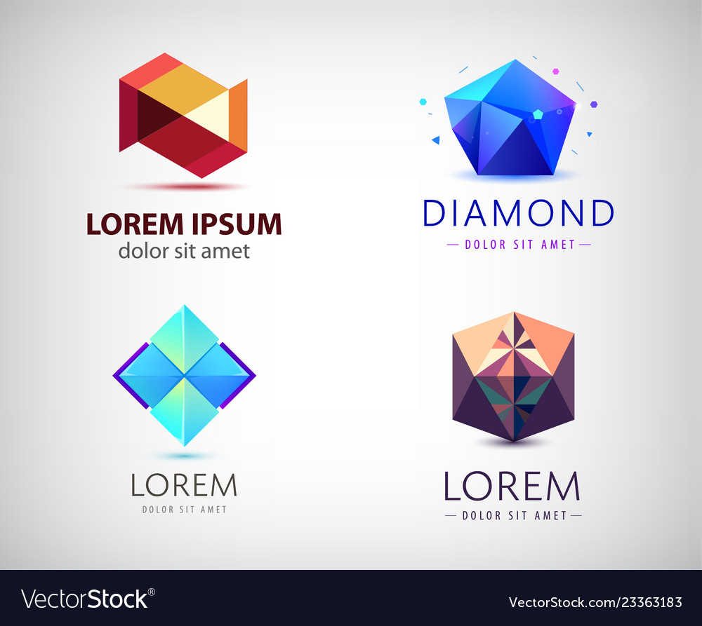 Set Abstract Geometric 3d Logos Shapes Royalty Free Vector