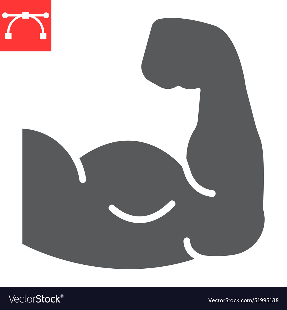 Arm Muscle Glyph Icon Fitness And Bodybuilder Vector Image