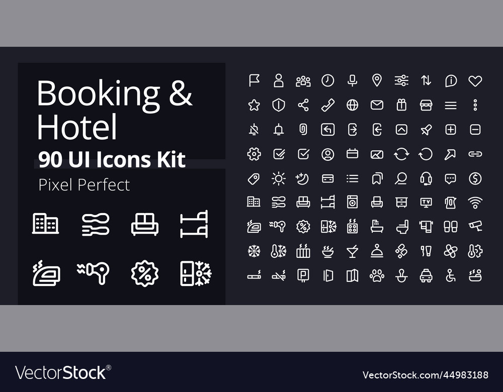 Booking And Hotel Pixel Perfect White Linear Ui Vector Image