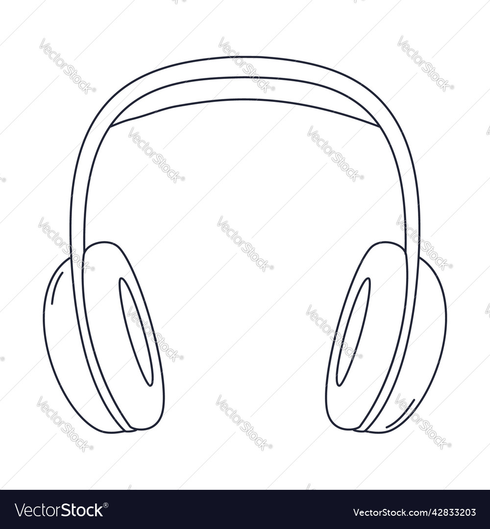 Outline Professional Studio Over Ear Headphones Vector Image