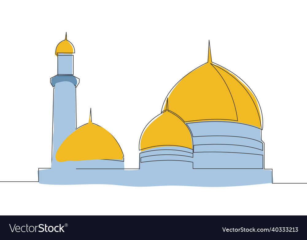 Single Continuous Line Drawing Of Historical Dome Vector Image