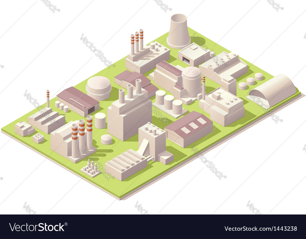 Isometric Factory Buildings Royalty Free Vector Image