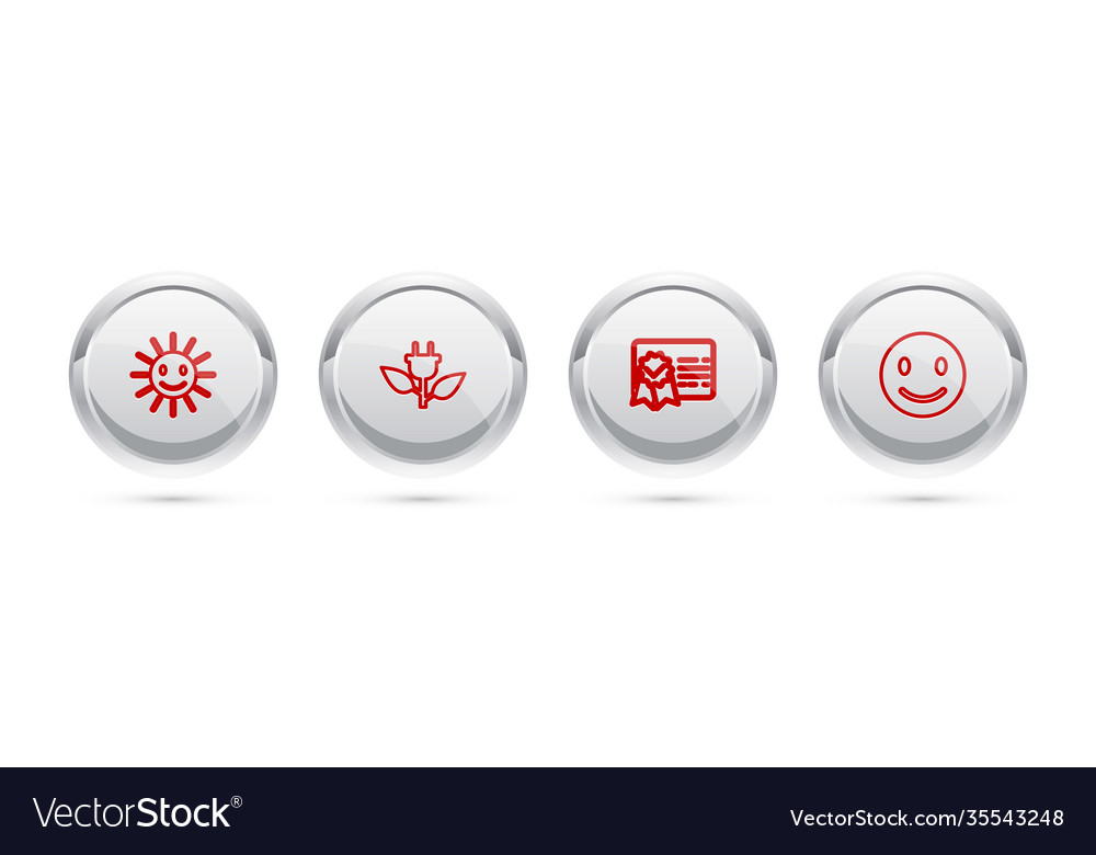 Set Line Cute Sun With Smile Electric Saving Plug Vector Image