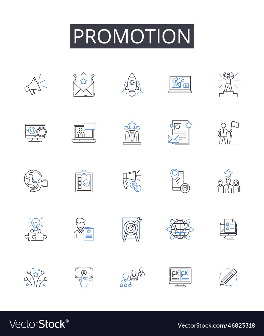 Promotion Line Icons Collection Advertisement Vector Image