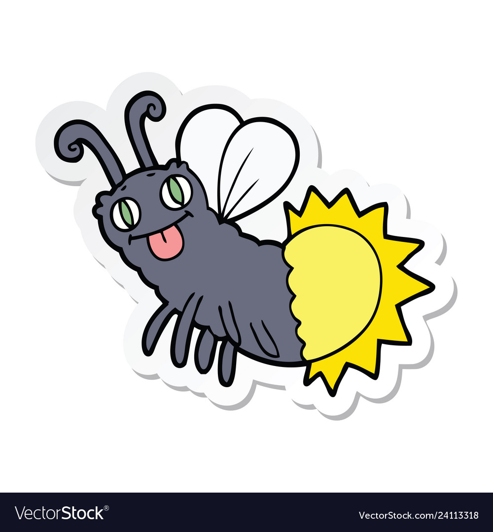 Sticker Of A Cartoon Firefly Royalty Free Vector Image