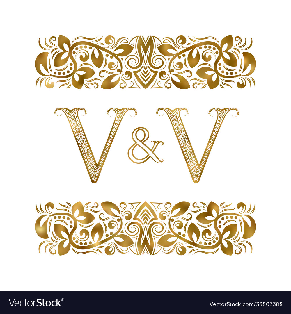 V And Vintage Initials Logo Symbol Letters Vector Image