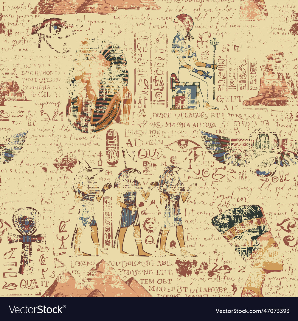 Seamless Pattern On An Ancient Egypt Theme Vector Image