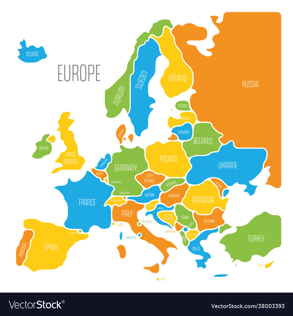 Simplified Smooth Map Europe Royalty Free Vector Image