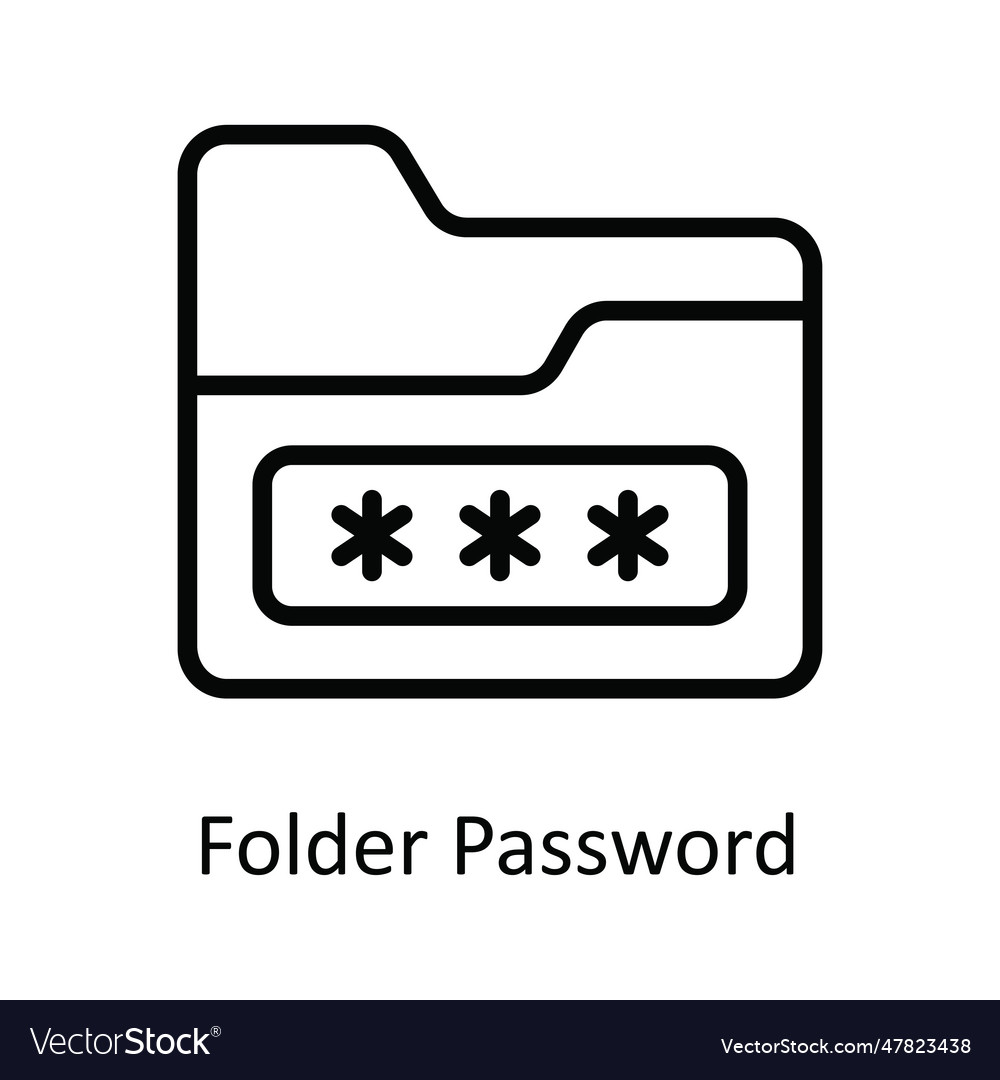 Folder Password Outline Icon Design Illust Vector Image