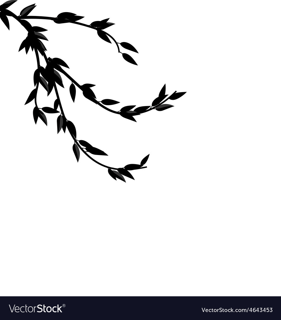 Black Silhouette Branch Tree With Leafs Royalty Free Vector