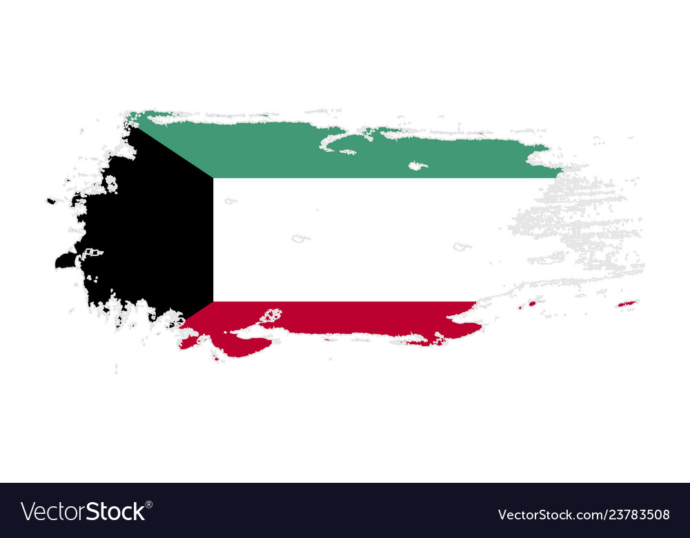 Grunge Brush Stroke With Kuwait National Flag Vector Image