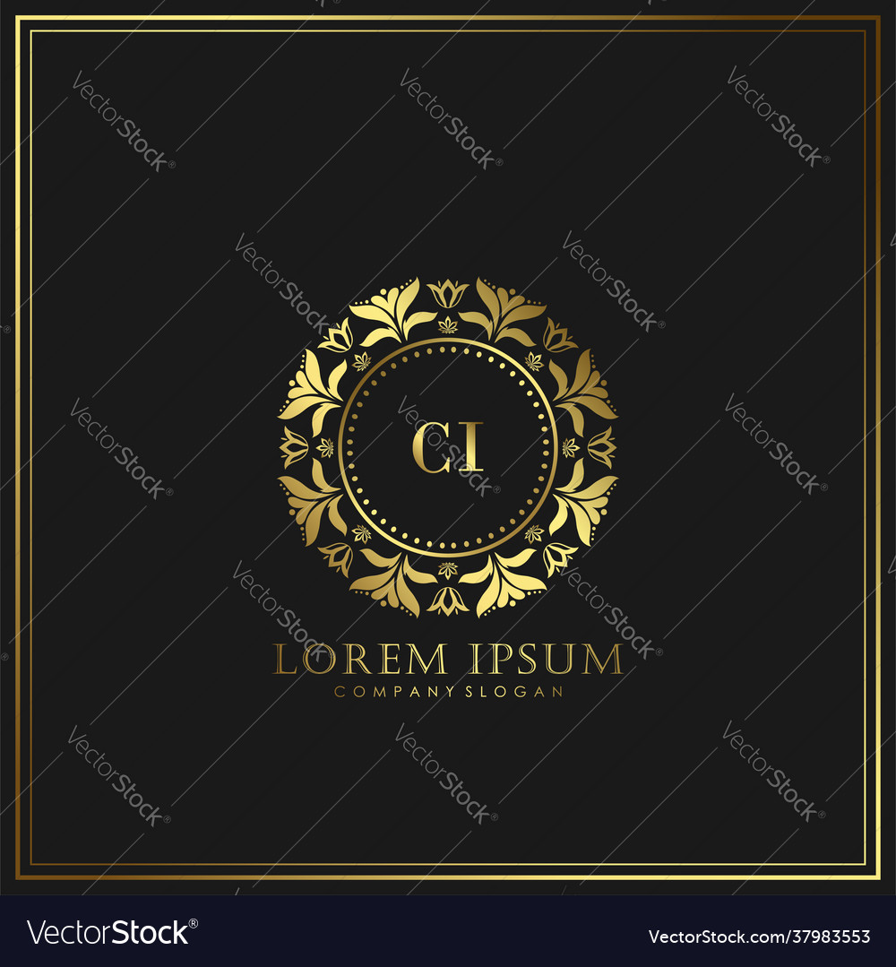 Ci Initial Letter Luxury Logo Template In Art Vector Image