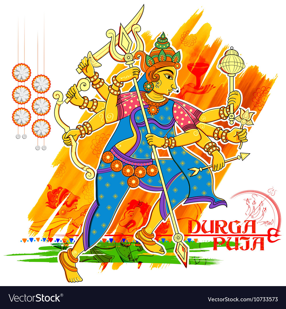 Goddess Durga In Subho Bijoya Happy Dussehra Vector Image