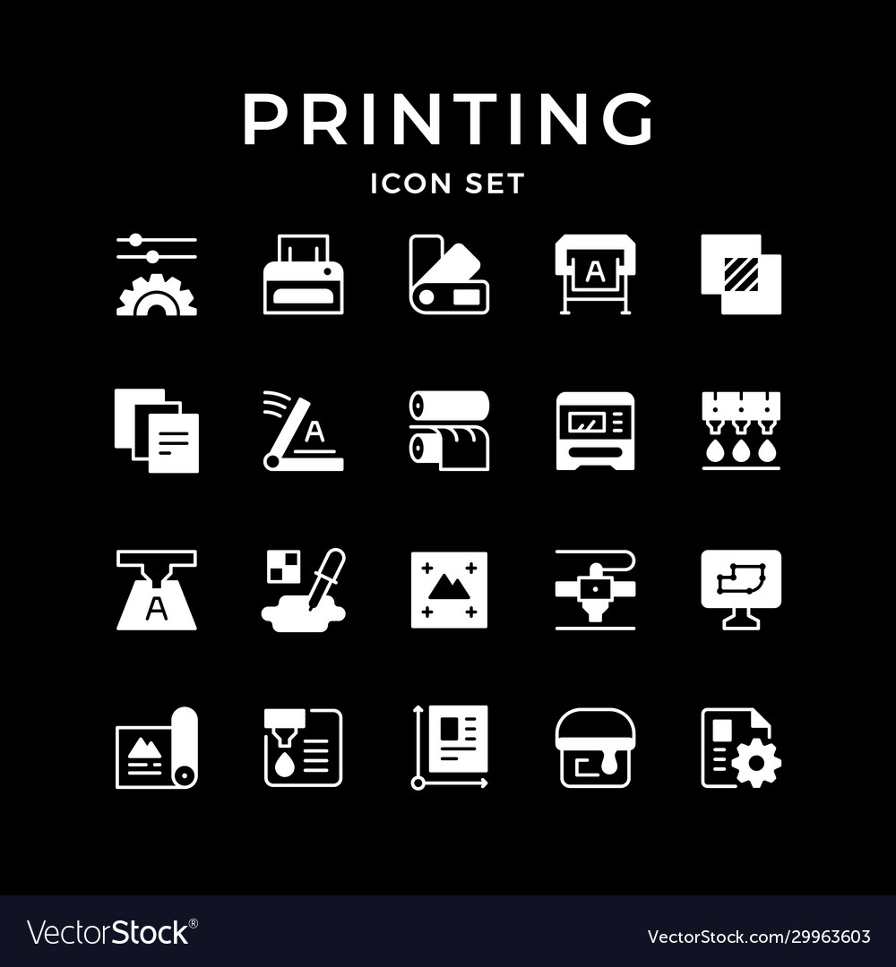 Set Icons Printing Royalty Free Vector Image VectorStock