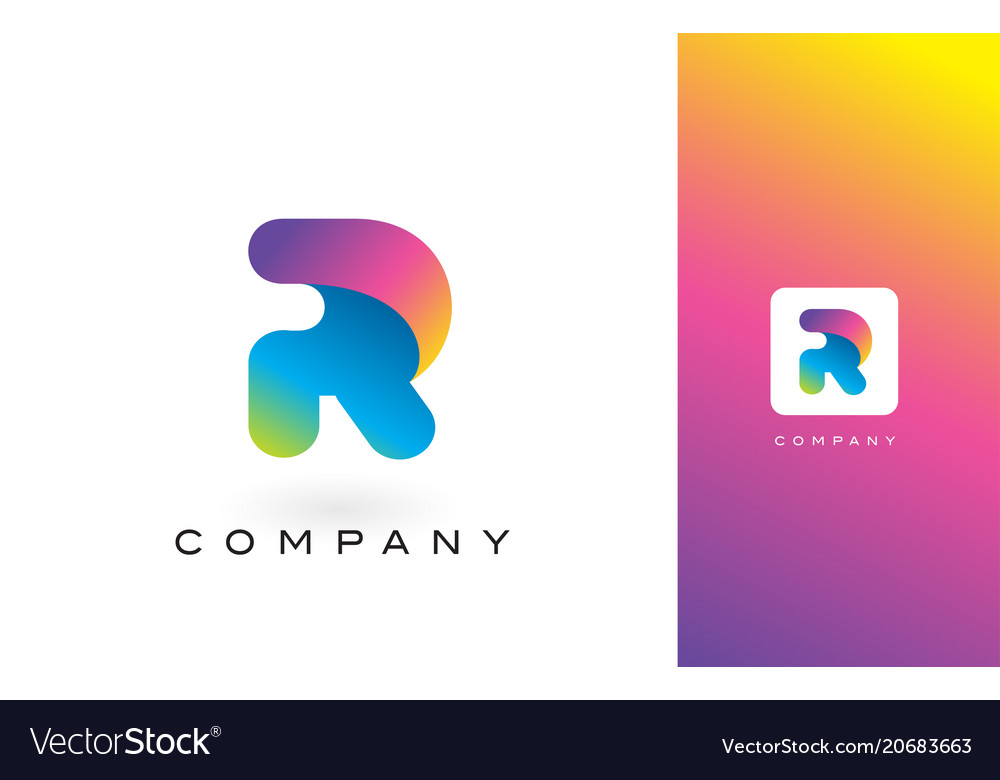 R Logo Letter With Rainbow Vibrant Beautiful Vector Image