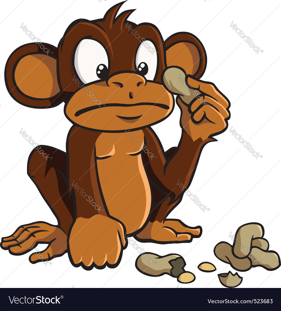 Cartoon Monkey With Peanuts Royalty Free Vector Image