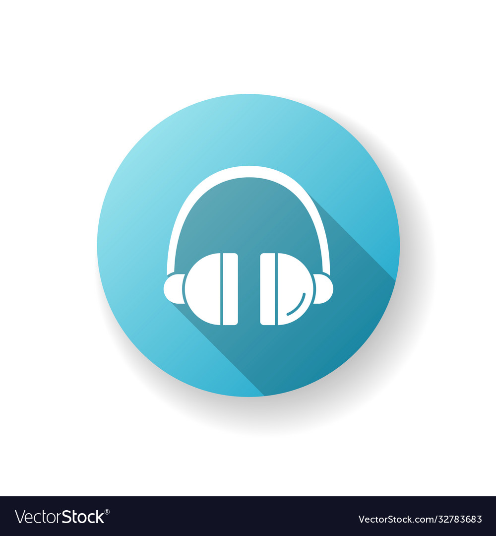 Headset Blue Flat Design Long Shadow Glyph Icon Vector Image