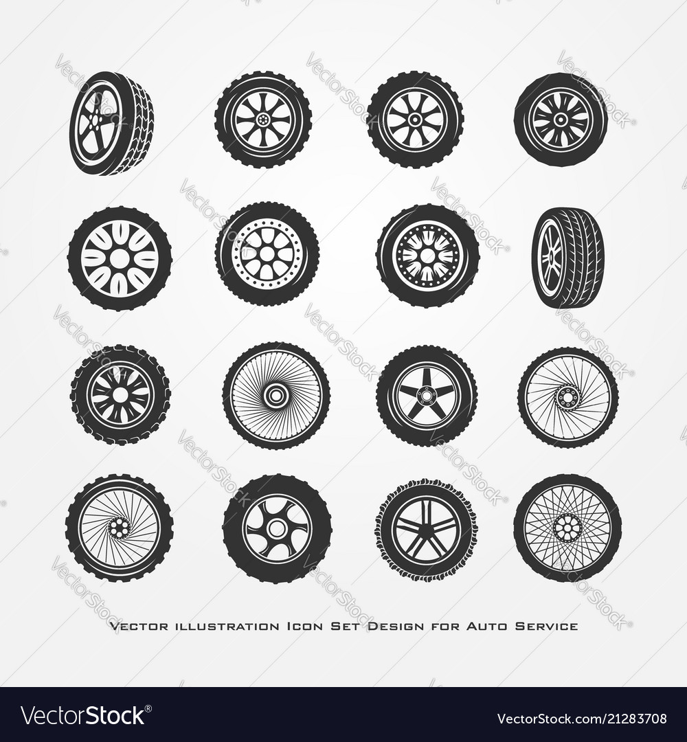 Set Of Car Wheels Royalty Free Vector Image Vectorstock