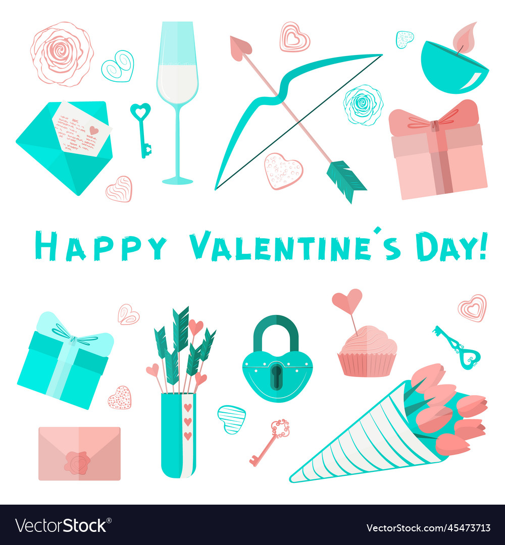 Valentine Card Turquoise Royalty Free Vector Image