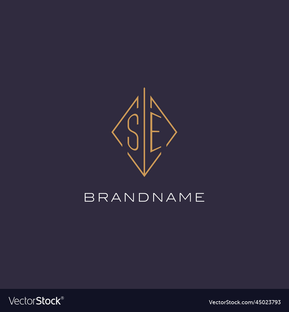 Initial Letter Se Logo Monogram With Diamond Vector Image