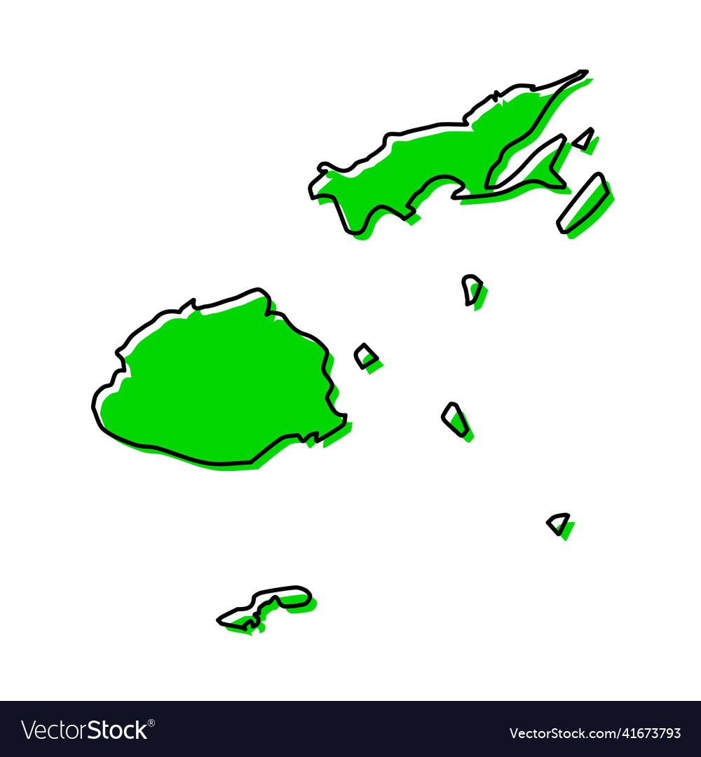 Simple Outline Map Of Fiji Stylized Line Design Vector Image