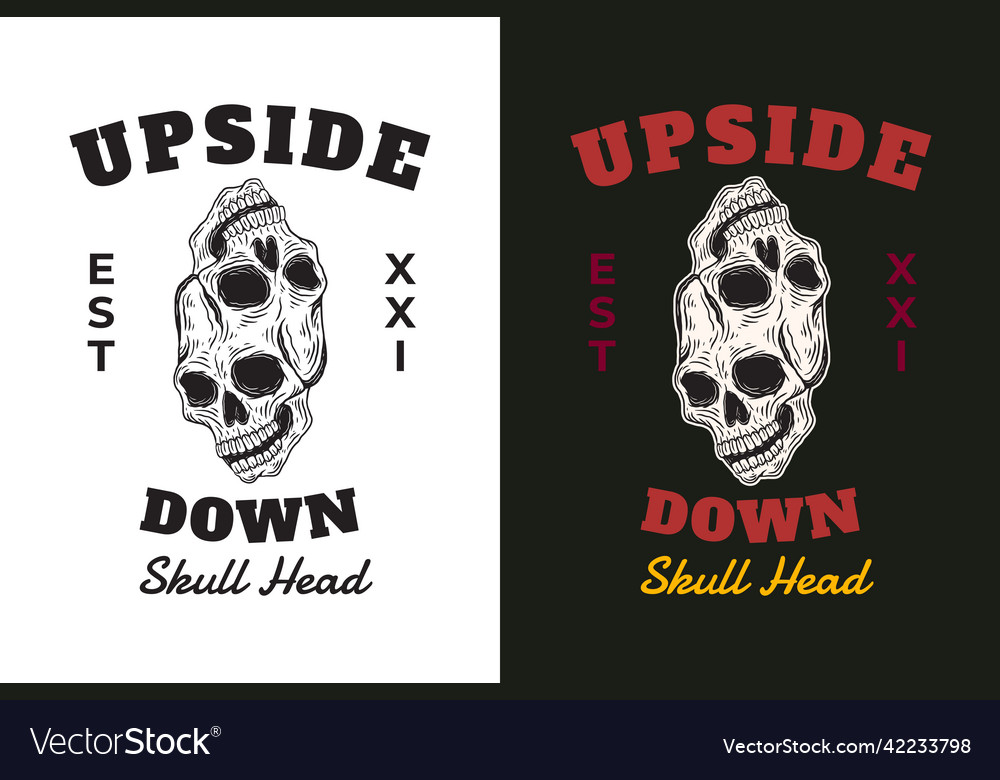 Set Skull Head Dark Bones Hand Drawn Royalty Free Vector