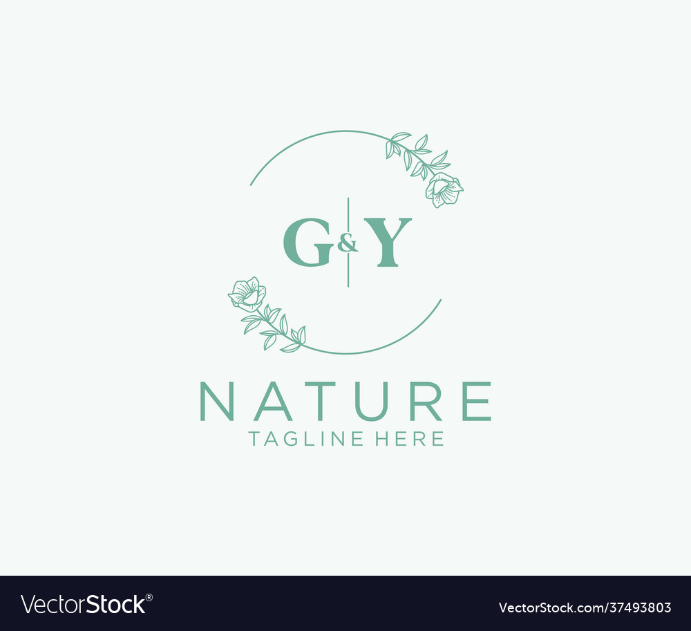 Initial Gy Letters Botanical Feminine Logo Vector Image