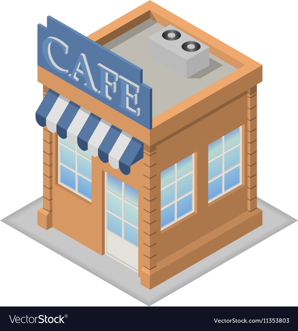 Isometric Cafe Building Royalty Free Vector Image