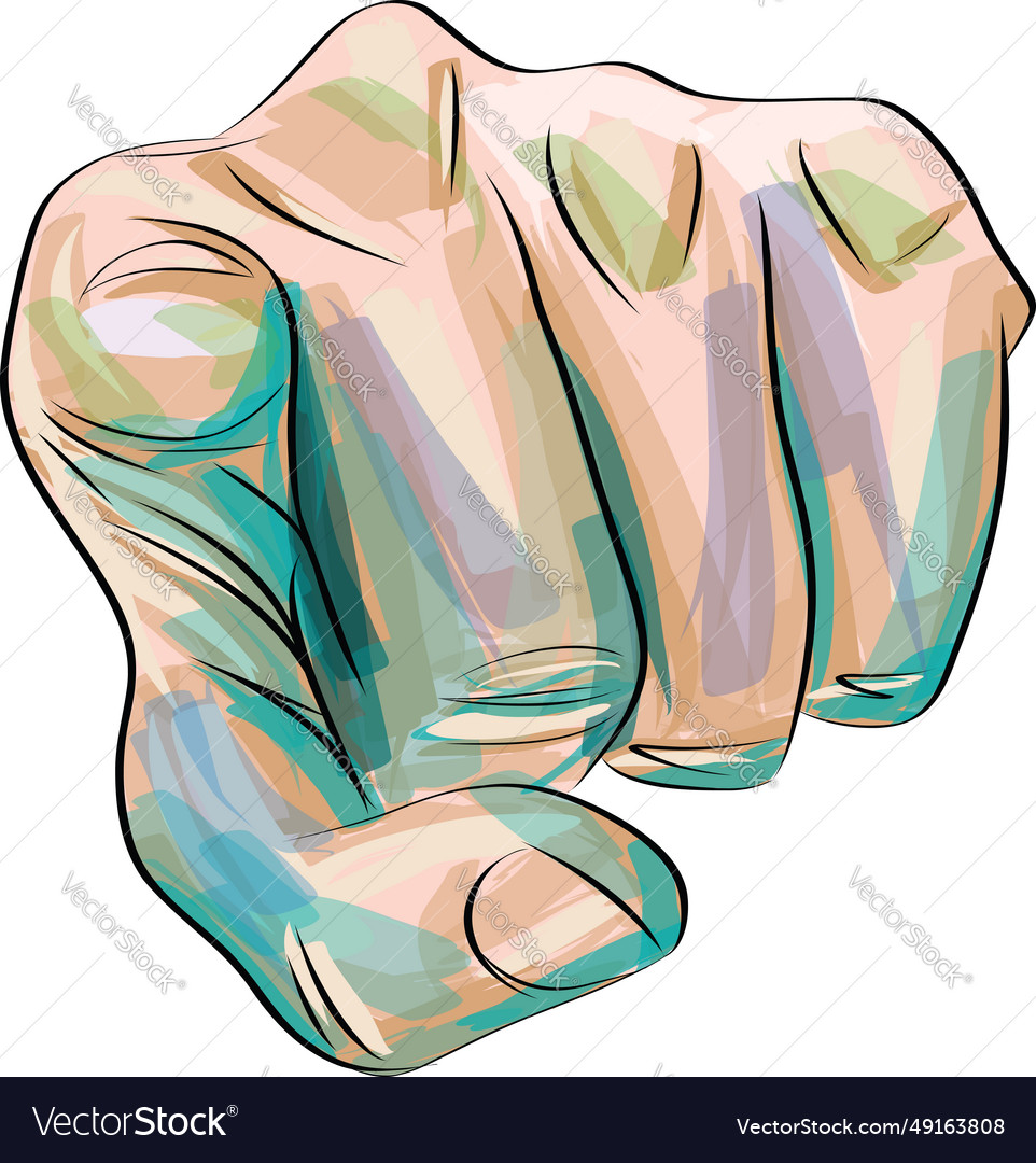 Finger Point In Front View Hand Drawn Fist Vector Image