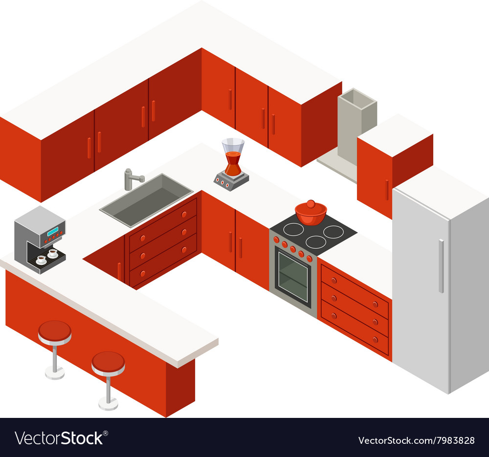 Isometric Kitchen Royalty Free Vector Image Vectorstock