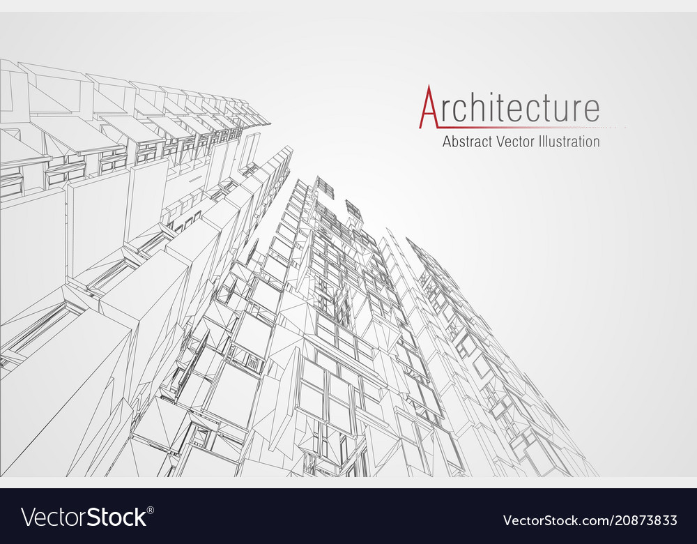 Modern Architecture Wireframe Concept Urban Vector Image