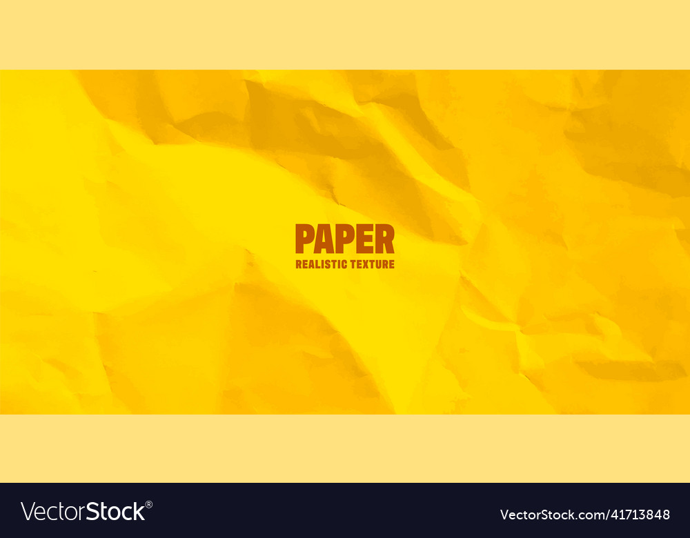 Colorful Yellow Crumpled Paper Texture Rough Vector Image