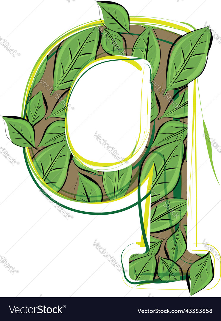 Green Leaf Alphabet Letter Royalty Free Vector Image