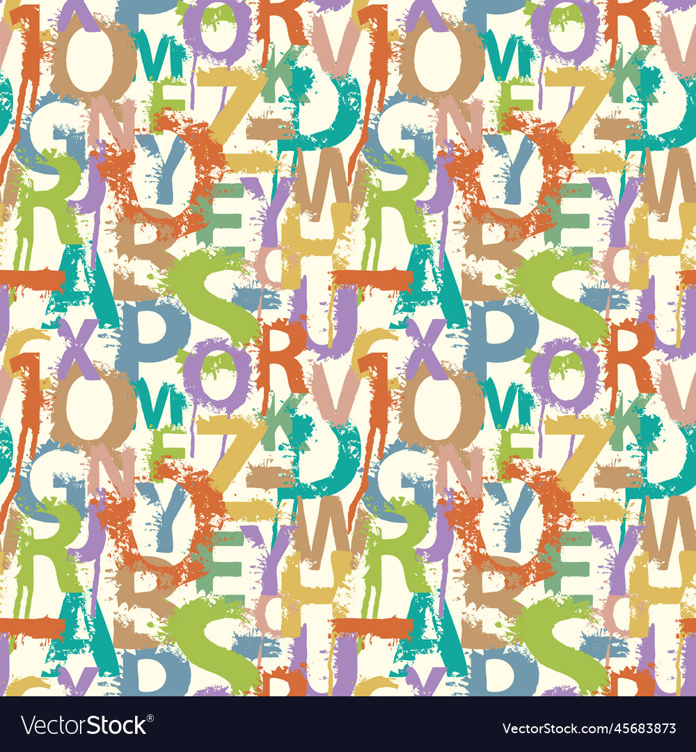 Seamless Pattern With Alphabet Letters In Form Vector Image