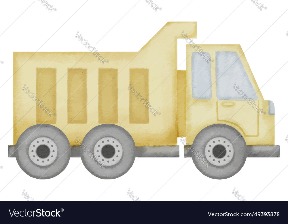 Dump Truck Watercolor Hand Drawn Royalty Free Vector Image