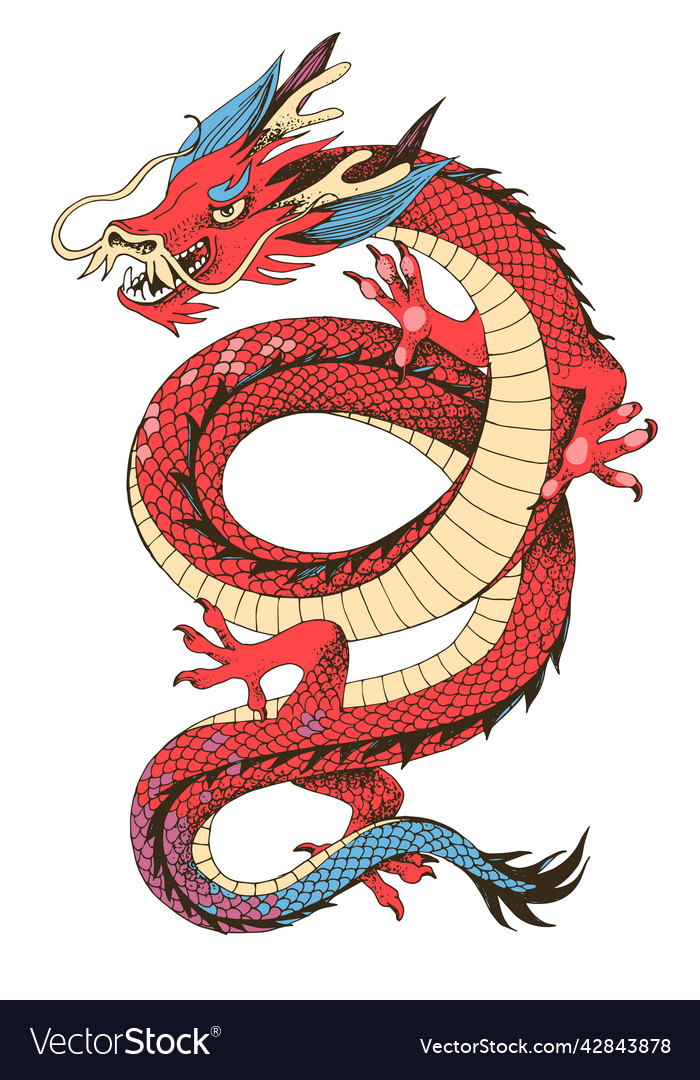 Traditional Oriental Chinese Flying Dragon Vector Image