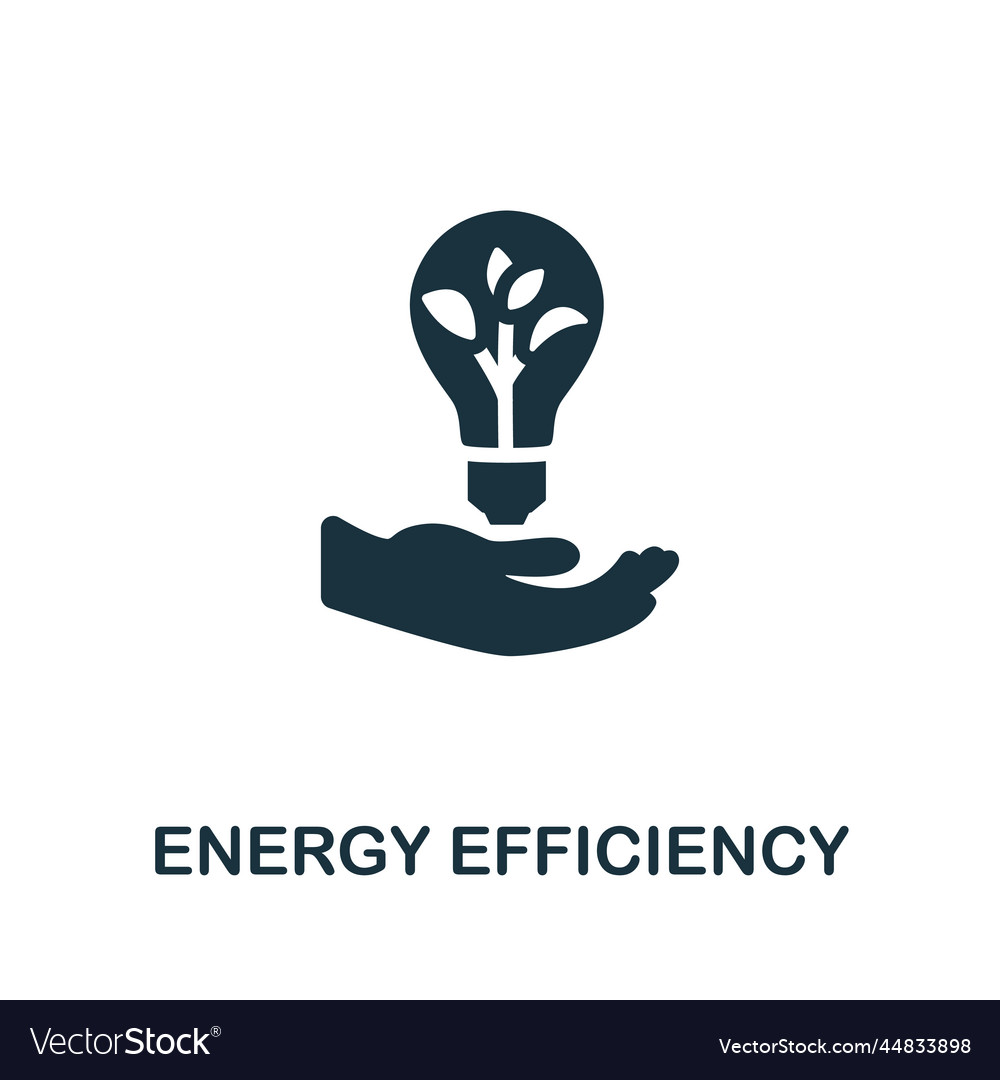 Energieeffizienz Icon Monochrom Einfach Smart Vektorbild