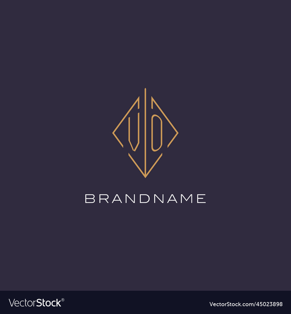 Initial Letter Vo Logo Monogram With Diamond Vector Image