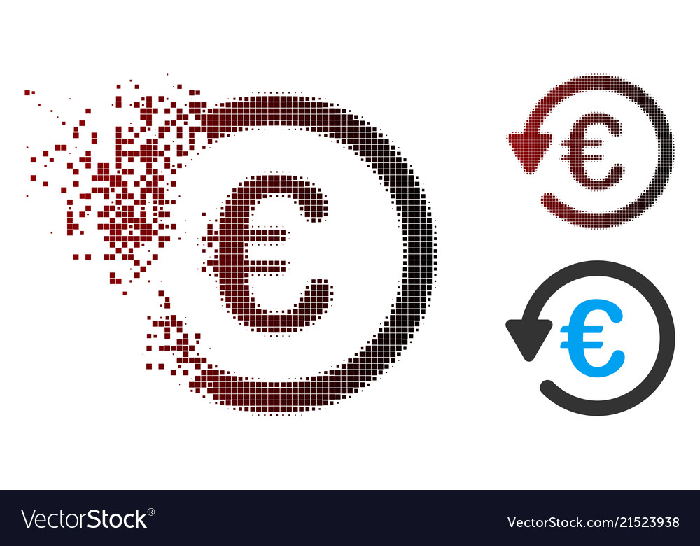 Dissolving Pixel Halftone Euro Rebate Icon Vector Image