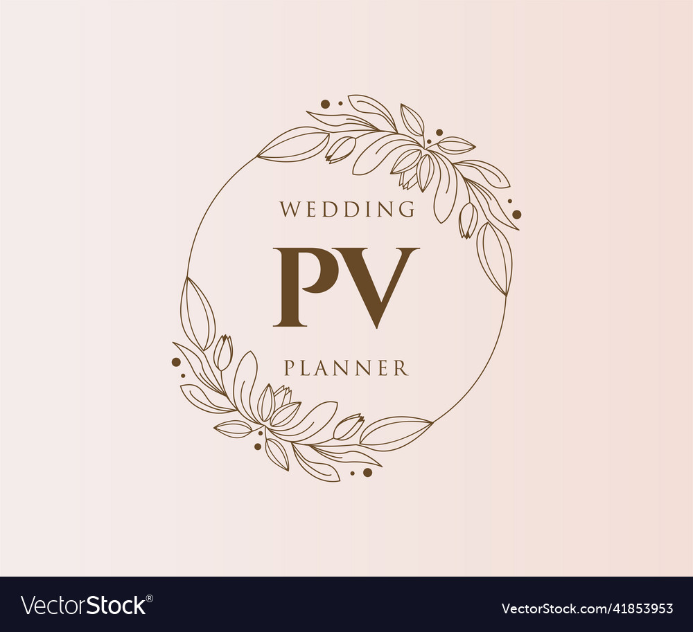 Pv Initials Letter Wedding Monogram Logos Vector Image