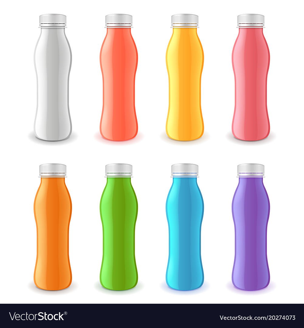 Yogurt Plastic Bottle D Realistic Set Royalty Free Vector