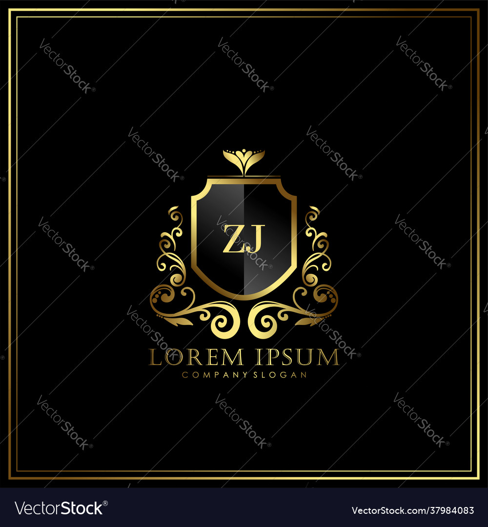 Zj Initial Letter Luxury Logo Template In Art Vector Image