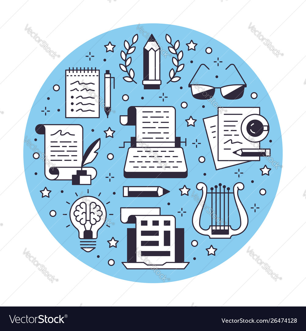 Copywriting Circle Banner Flat Line Icons Vector Image