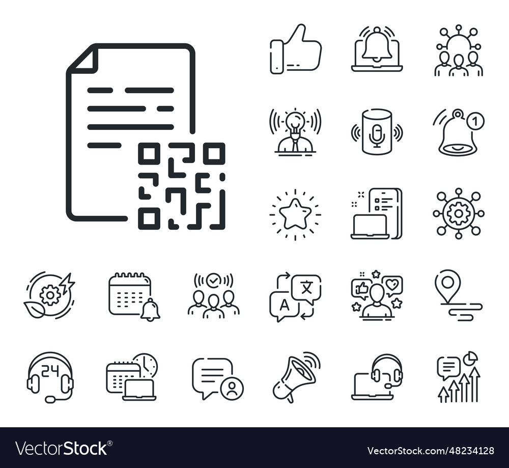 Qr Code Line Icon Scan Barcode Sign Place Vector Image