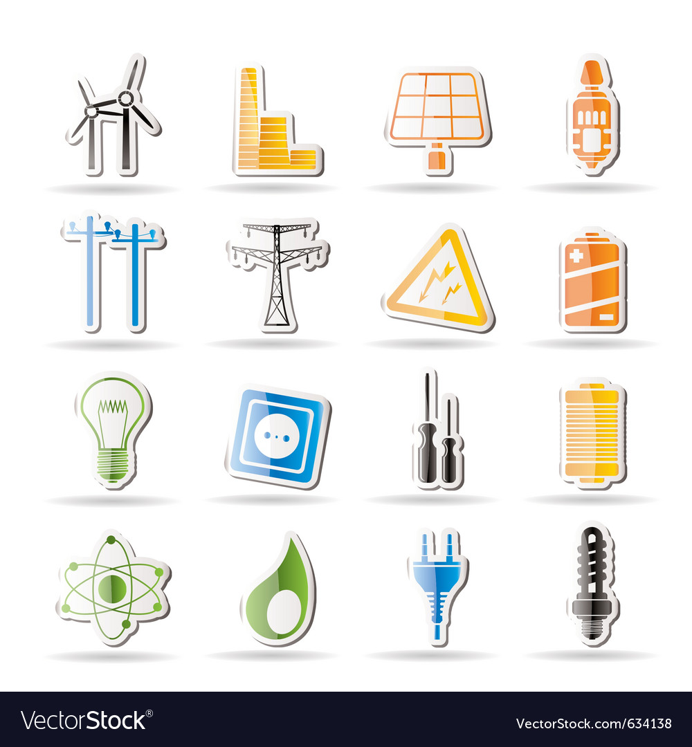 Electricity And Energy Icons Royalty Free Vector Image